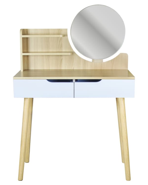 Kosmetisk toiletbord med spejl - SCANDI hvid / bøg