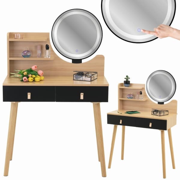 Kosmetisk sminkbord med LED-spegel