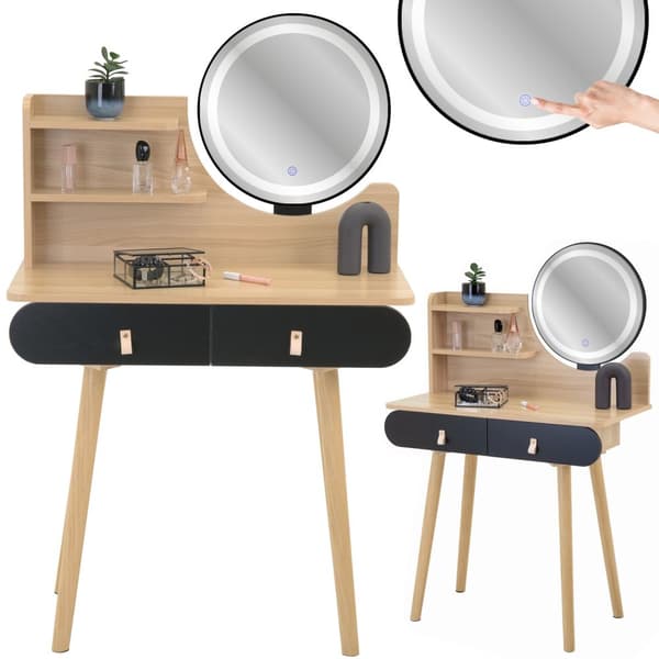 Kosmetisk toiletbord med LED spejl