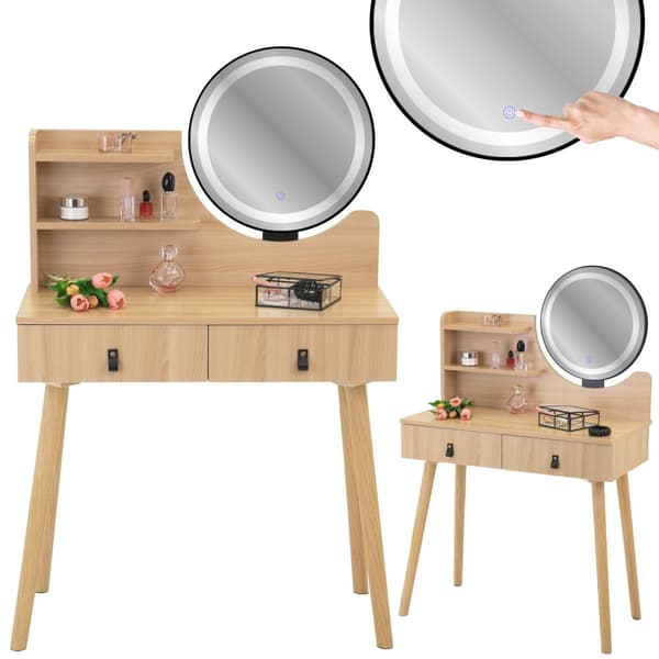 Kosmetisk toiletbord med LED spejl