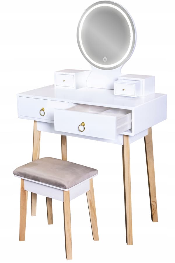 Skandinavisk kosmetisk toiletbord med LED spejl