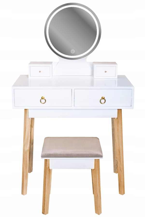 Skandinavisk kosmetisk toiletbord med LED spejl