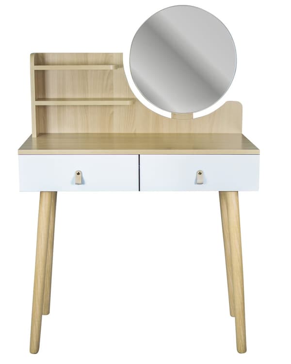 Kosmetisk toiletbord med spejl - SCANDI hvid / bøg
