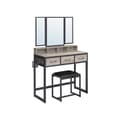 Miniatyrbillede 8 af 10: Make -Up Table - Dressing Table - Cosmetic Table - 3 skuffer - med spejl og afføring - Brun sort