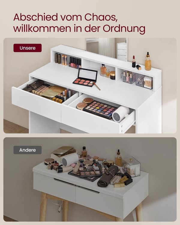 Kommode - med stort spejl - moderne hvidt