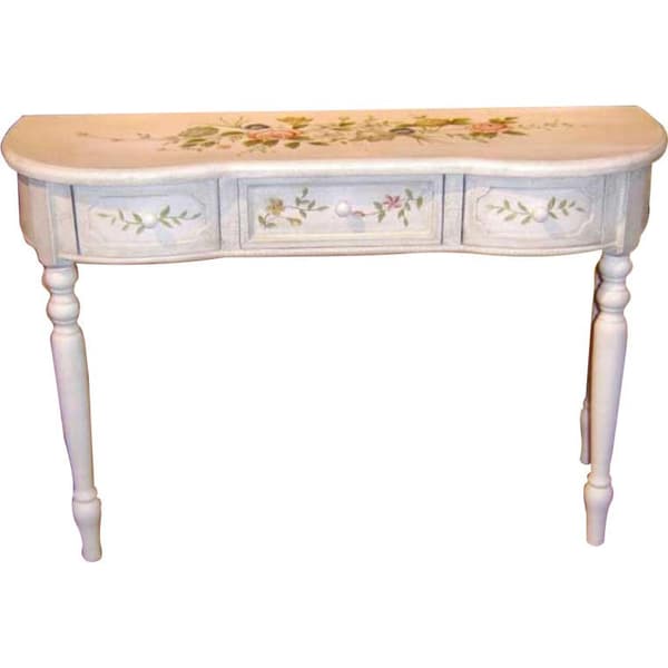 Provencalsk toiletbord med håndmalede blomster og fløjlsfinish
