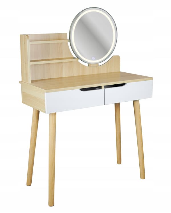Skandinaviskt sminkbord med LED-spegel SCANDI