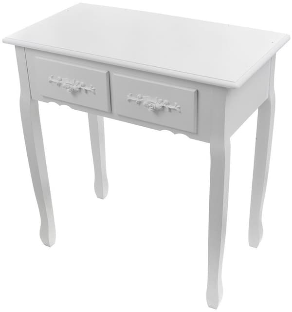 Hållbart vit furu & MDF toalettbord med pall, vippbar spegel & 3 lådor