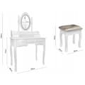 Miniatyrbillede 5 af 7: Elegant gammeldags makeupbord med LED-spejl, 7 skuffer & taburet til kvinder