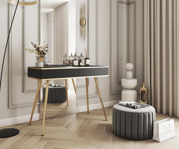FURNLUX KONSOLIPÖYTÄ ORO MUSTA & KULTA 102CM