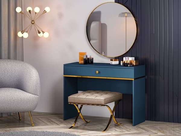 FURNLUX KONSOLBORD MARINBLÅTT & GULD 100CM
