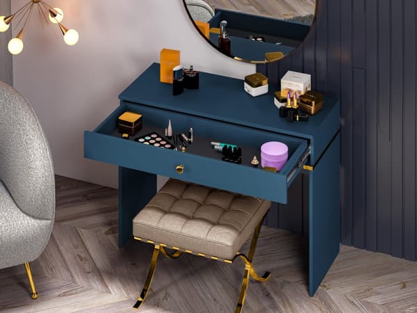 FURNLUX KONSOLBORD MARINBLÅTT & GULD 100CM