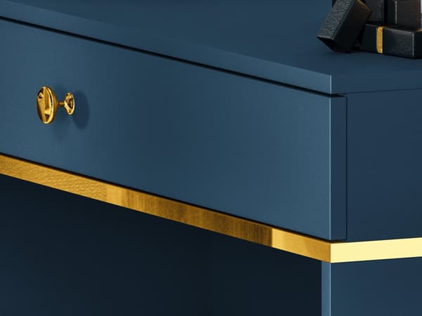 FURNLUX KONSOLBORD MARINBLÅTT & GULD 100CM