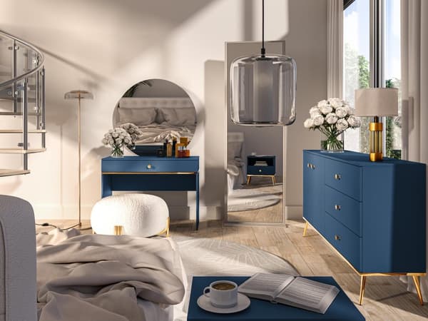 FURNLUX KONSOLBORD MARINBLÅTT & GULD 100CM