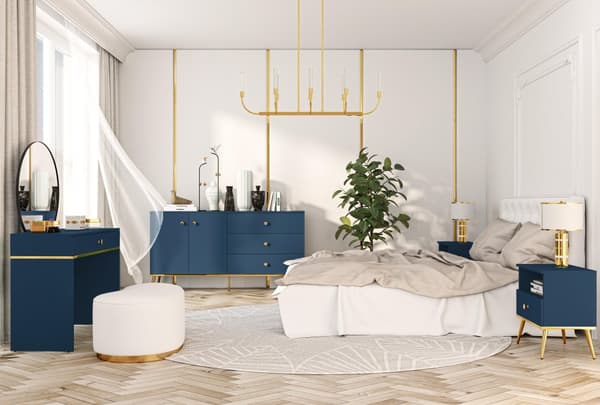 FURNLUX KONSOLBORD MARINBLÅTT & GULD 100CM