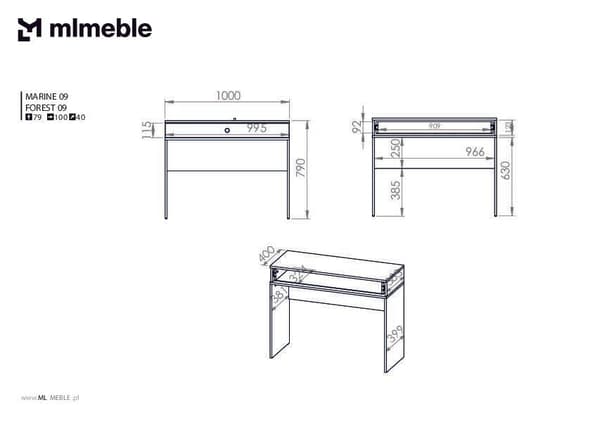 FURNLUX KONSOLBORD MARINBLÅTT & GULD 100CM