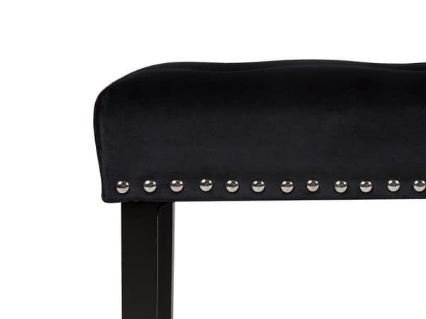 Penkki musta sametti verhoiltu 102 x 43 cm verhoilunaulat napitettu sängynpäätypenkki eteisen glamour