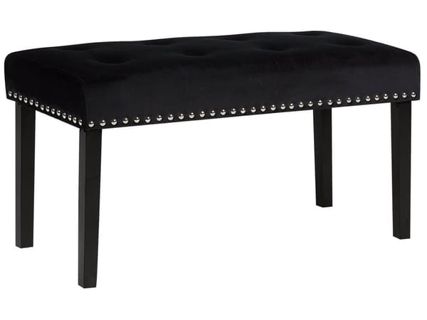 Bänk Svart Sammetsklädsel 51 x 102 x 43 cm Spiktrimmad Glam