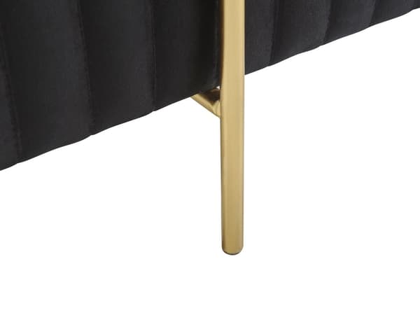 Bænk Grå Velour Guld Metalben 93 cm Rektangulær Dekorativ Rillet Sengebænk Glamourstil Polstret Ottoman til Stue Soveværelse Indretning