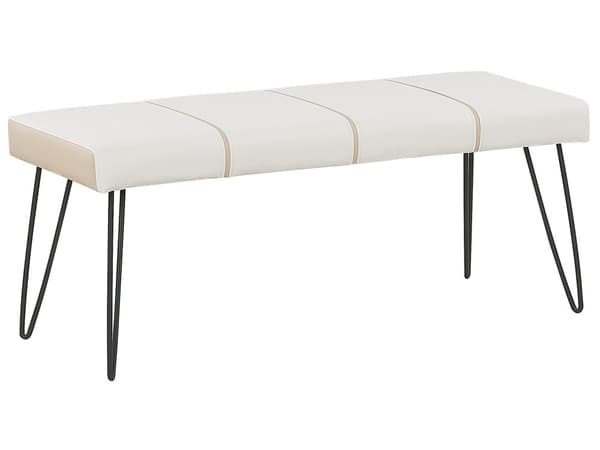 Sovrumsbänk Vit konstläderklädsel Metallben Modern