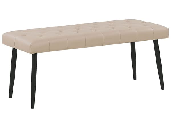 Sovrumsbänk Beige Konstläder Knäppt Klädsel Metallben