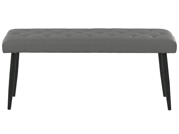 Sengebænk Grå Læder Metalben 104 x 43 x 45 cm Polstret Bænk Knap Tuftet Quiltet Siddebænk til Seng Soveværelse Tilbehør Indendørs