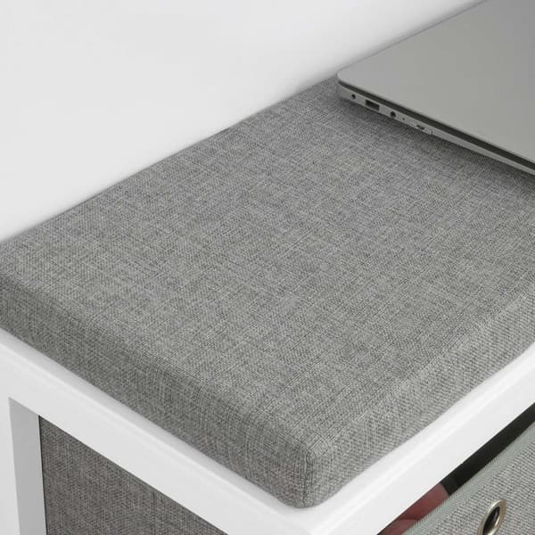 SoBuy Bænk Indendørs med 2 kurve, hvid og grå, L70 * W30 * H50cm, FSR81-HG