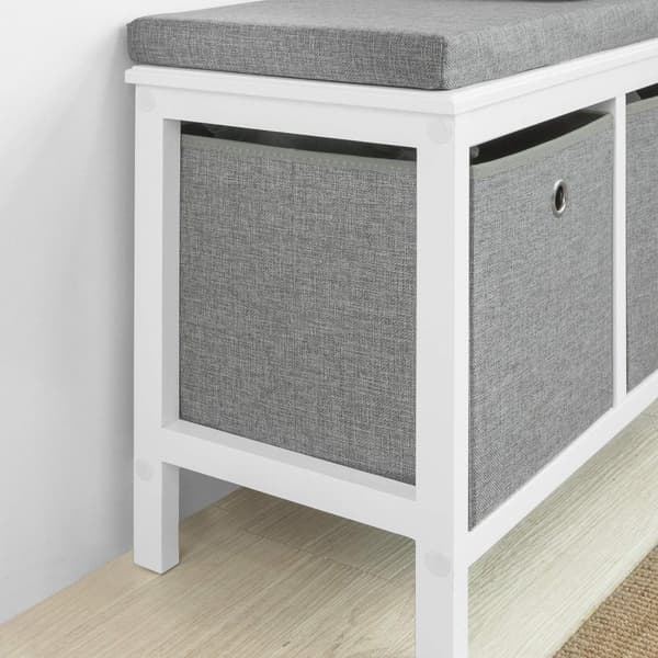 SoBuy Bænk Indendørs med 2 kurve, hvid og grå, L70 * W30 * H50cm, FSR81-HG