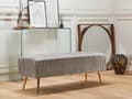 Miniatyrbillede 2 af 7: Soveværelsebænk Grå Velour Polstret Guld Metalben 118 cm Glamourøs Stil Stue Soveværelse eller Entre
