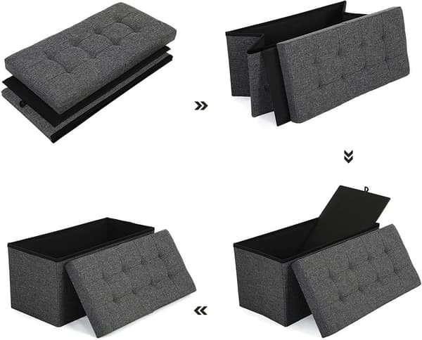 Sittbänk med förvaring grå tyg 76x38x38 cm