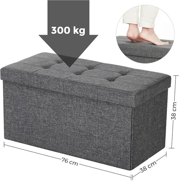 Förvarings Sittbänk 76 x 38 x 38 cm - Mörkgrå