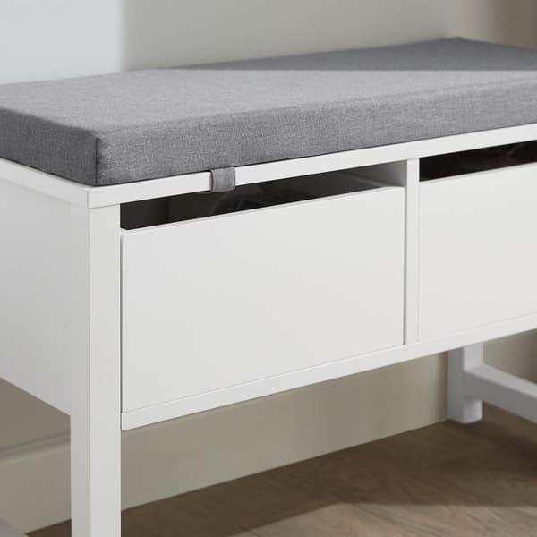 SoBuy Sittbänk med 2 lådor och dyna, skobänk med dyna, Förvaringsbox, FSR88-W