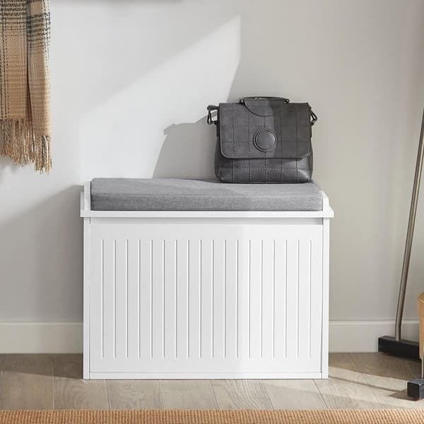 SoBuy Skobænk med hynde Skoholder med sæde  til indgang hvid Længde 62cm Bredde 25cm Højde 46cm FSR98-W