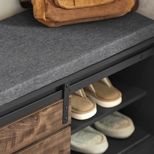 SoBuy Skobänk med dyna, Bänk med skoförvaring under sitsen FSR120-HG