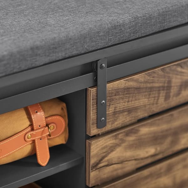 SoBuy Skobänk med dyna, Bänk med skoförvaring under sitsen FSR120-HG