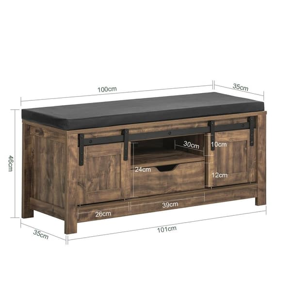 SoBuy Kenkäteline penkki Kenkäkaappi Kenkähylly Pituus 101cm Leveys 35cm Korkeus 46cm Enimmäiskuormitus 150 kg puukuvio  ​FSR118-N