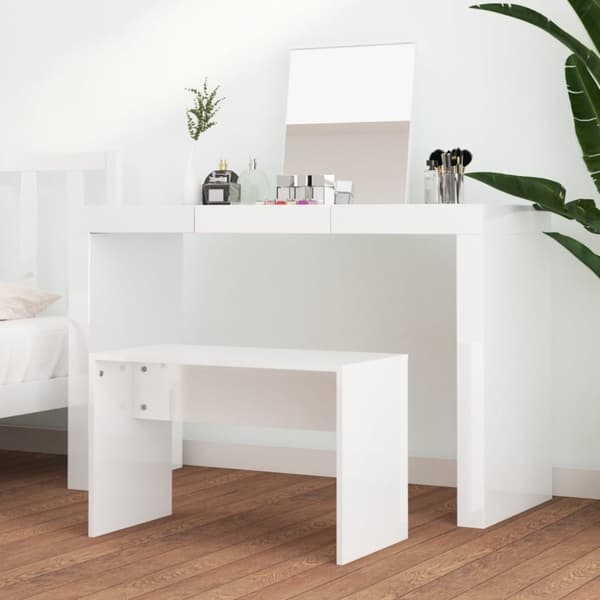 vidaXL Sminkpall vit högglans 70x35x45 cm konstruerat trä