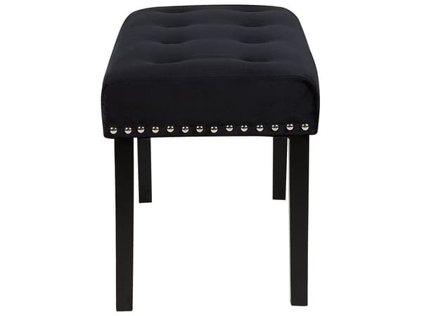 Benk Svart Fløyel Trekk Svarte Ben 51 x 102 x 43 cm Dekor med Spikerhode Glam