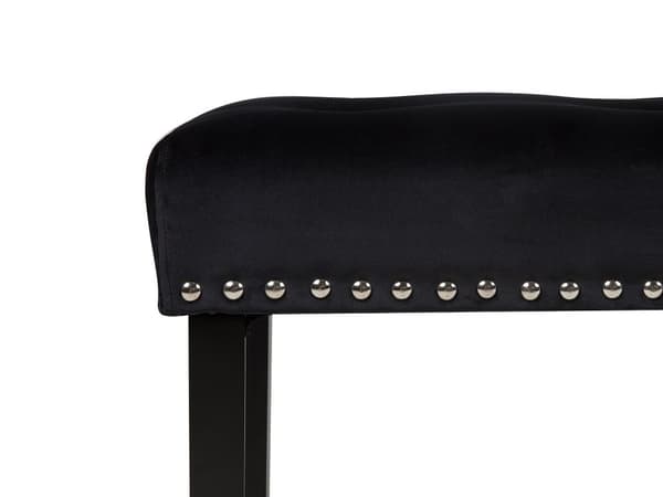 Benk Svart Fløyel Trekk Svarte Ben 51 x 102 x 43 cm Dekor med Spikerhode Glam