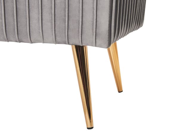 Benk Grå fløyel med polstring Gull Metallben 118 x 40 cm Glamour Stue Soverom Entré