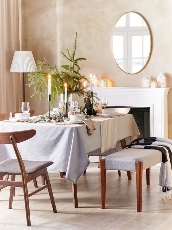 Bænk Grå Polyester Mørkt Træ 116 x 37 cm Lille Smal Træbænk med Polstret Sæde Entré Indendørs Stue Soveværelse Tilbehør Design Inspiration