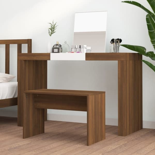 vidaXL Meikkijakkara ruskea tammi 70x35x45 cm tekninen puu