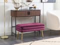 Miniatyrbillede 2 af 7: Opbevaringsbænk Lyserød Velour med Guldben 41 x 79 x 37 Glamourøs Blød Bænk til Entré Opbevaring Design Polstret Sengebænk Indendørs