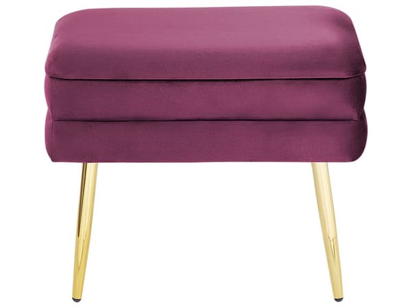 Opbevaringsbænk Bordeaux Polyester Fløjlspolstring Gyldne Ben Glamourøs Design Ensfarvet Stuemøbler