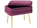 Miniatyrbillede 5 af 7: Opbevaringsbænk Bordeaux Polyester Fløjlspolstring Gyldne Ben Glamourøs Design Ensfarvet Stuemøbler