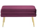 Miniatyrbild 4 av 7: Sovrumsförvaring Bänk Burgundy Polyester Sammetsklädsel Guldben Glam Design Enkel Färg Vardagsrum Möbler