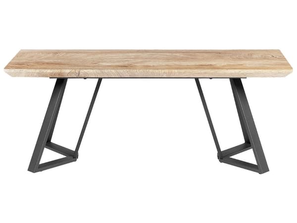 Penkki vaalea puu musta 120 x 48 x 40 cm MDF metalli suorakulmio kahdelle industriaalinen
