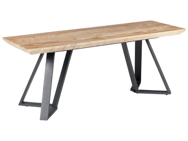 Penkki vaalea puu musta 120 x 48 x 40 cm MDF metalli suorakulmio kahdelle industriaalinen