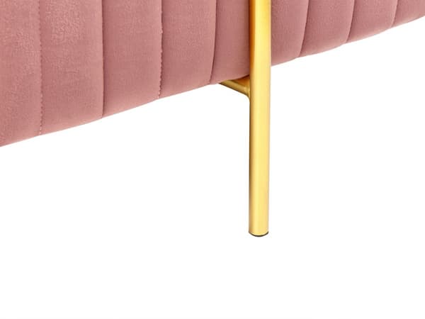 Bänk Rosa Sammetsklädsel Guld Metallben 93 cm Glamour Vardagsrum Sovrum Hall