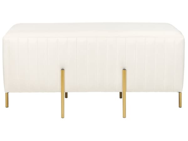 Penkki kermanvalkoinen sametti verhoiltu metallijalat 89 x 45 x 42 cm tuftattu glamour tyyli